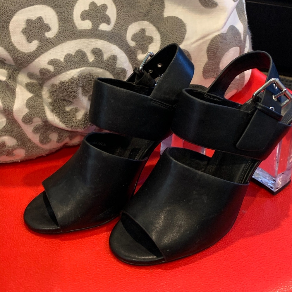 Black Sandals w/ Clear Block Heel